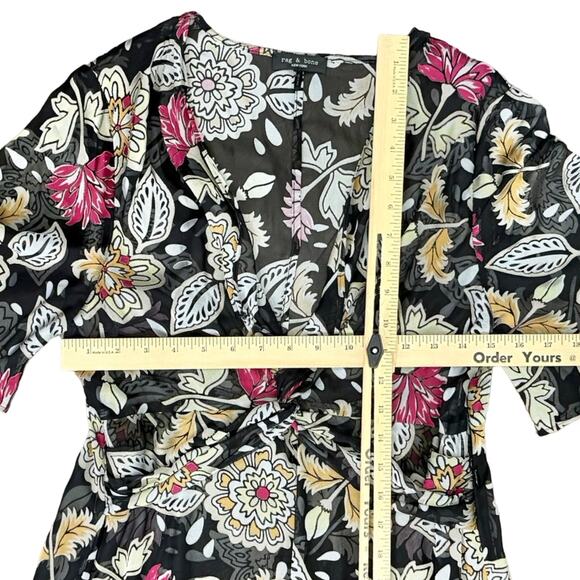 Rag & Bone Tamar Black Floral Sheer Front-Twist Maxi Dress size S NO LINING - Picture 3 of 12